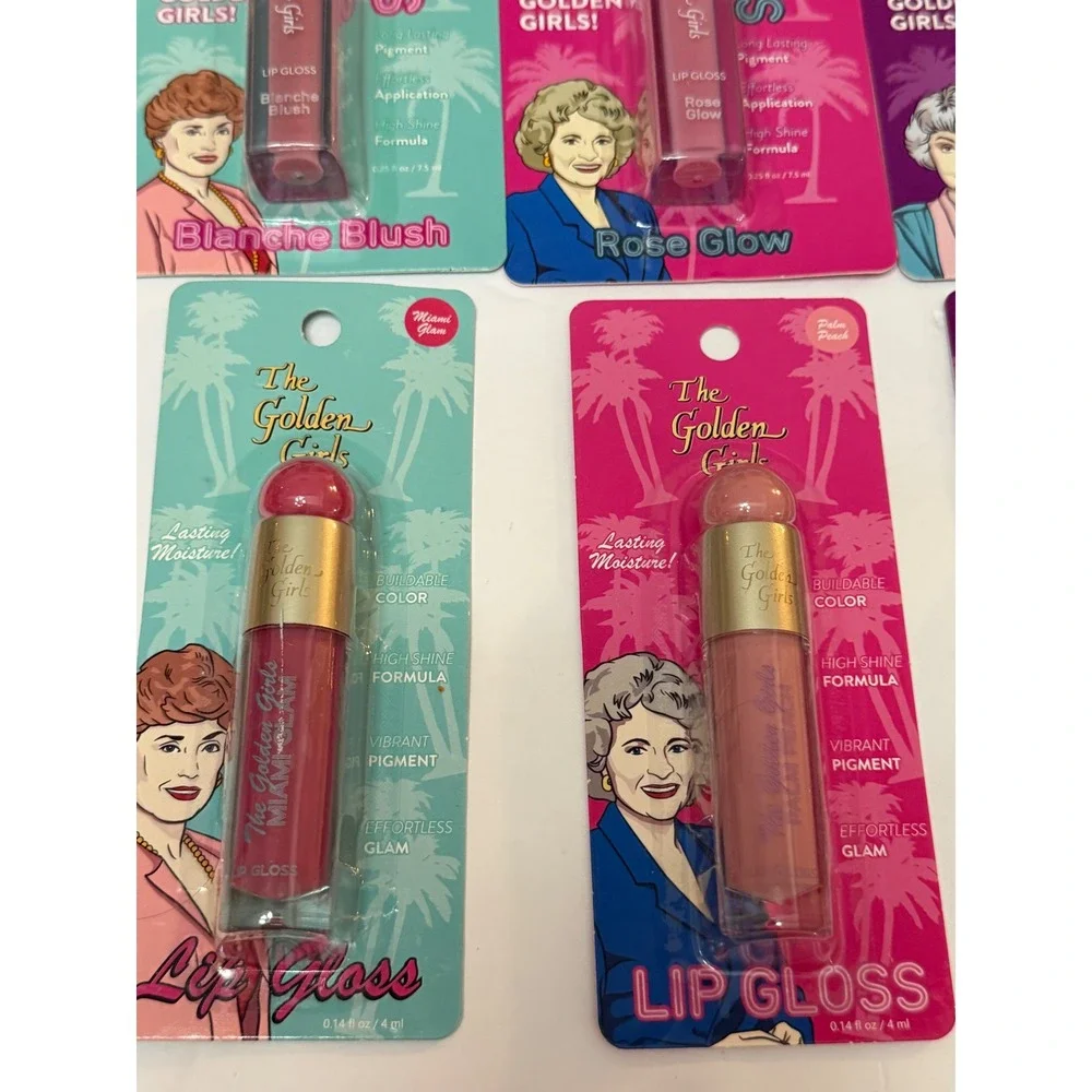 The Golden Girls Lip Gloss Shimmer Set of 8 Blanche Rose Dorothy Sophia NIP